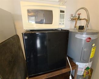 small fridge and microwave
