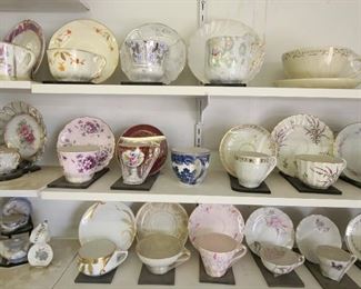 Hundreds of tea cups and stands