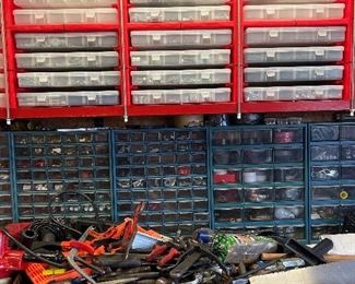 Hand tools and tool organizer containers