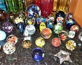 LARGE collection of glass paperweights