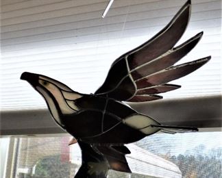 Stained Glass Eagle with Flapping Wings
