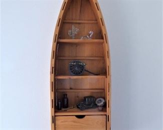 Wooden Canoe Wall Shelf