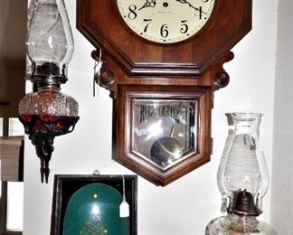 Howard Miller Regulator Clock, Oil lamps