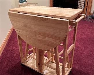 Dropleaf table with 2 stools 28"W x 16"D x 32"H (leaf measures 15")