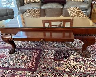 Coffee table with glass top 45" x 41" x 17"H