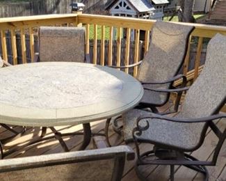 Outdoor stone top table & chairs 