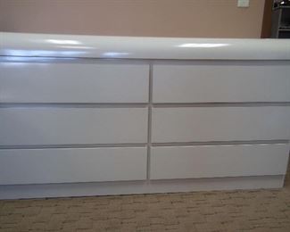 SIX DRAWER WHITE GLOSS OFFICE CREDENZA
