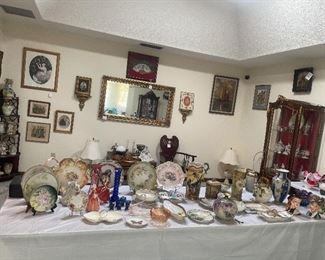 Lots of nippon pieces, Art Deco wall art, curio cabinets, art plates 