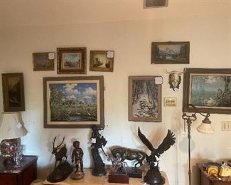 Bronze and oil paintings 