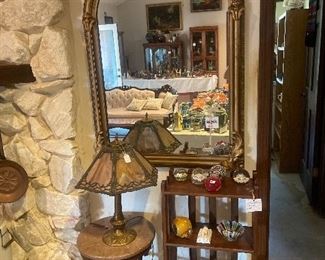 Slag glass lamp, Millefiori paper weights 