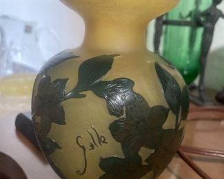 Galle France signed art glass vase, Art nouveau, cameo glass 
