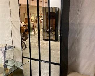 There’s  a pair of these mirrored Henredon “Circa 1990” lighted bar cabinets. The company must’ve been looking to the future when these were made in 1985.