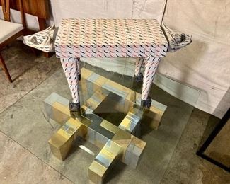 Carved two headed cat table