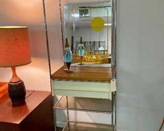 Rolling bar cart with wine glass rack