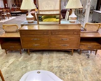 Broyhill “ Sculptra” dresser with mirror and nightstands