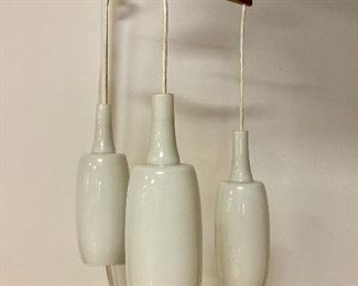 Danish modern three pendant light fixture