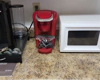 Nespresso Espresso Maker, Keurig Coffee Pot and Microwave