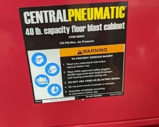 Central Pneumatic Blast Cabinet Mark