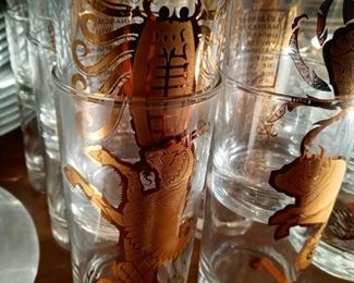 Mid Century Zodiac Glass Set