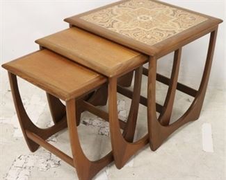 2745 - Danish G Plan Astro tile top nesting table set teak 20 x 19 x 19