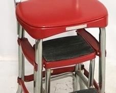 2768 - Cosco red kitchen stool 35" tall
