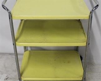 3236 - Vintage yellow rolling cart 33 x 27 1/2 x 16