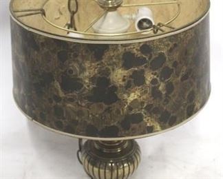 3238 - Vintage brass hanging swag fixture 17 1/2" tall Significant hole in shade