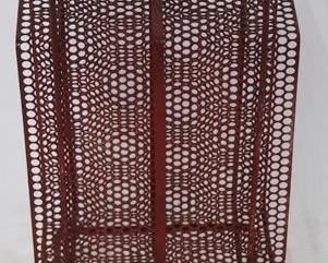 3263 - Red metal magazine stand 22 x 9 1/2