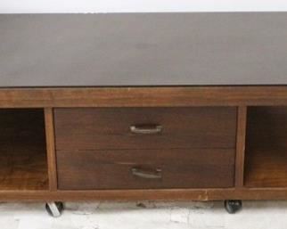 3364 - Smokey glass top coffee table by Lane 20 x 57 x 15