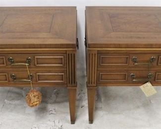 3375 - Pair Lane burl wood end tables 23 x 25 x 24
