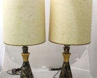 4001 - Pair vintage mid-century atomic lamps 35" tall