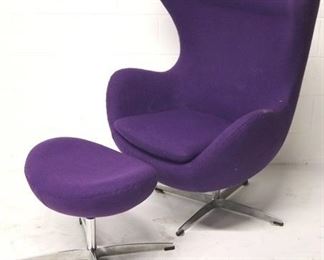 7003 - Mid century style egg chair & ottoman, eggplant chair 44 x 33 x 31 stool 16 x 22 x 17