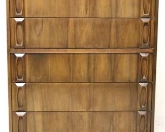 7013 - Vintage Midcentury Five Drawer High Chest 47 x 40 x 18 Has scratches and wear
