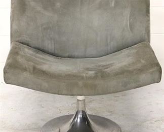 7017 - Mid-century upholstered swivel lounge chair chrome tulip base few stains 32 x 31 x 19