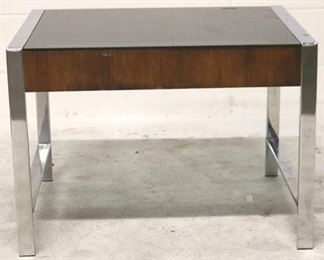 7023 - Smokey glass top chrome leg side table Attributed to Milo Baughman 20 1/4 x 28 x 22