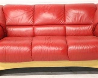 7033 - Post Modern Ekornes red upholstered sofa 32 1/2 x 68 x 33