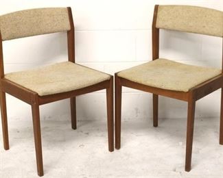 7035 - Pair Danish teak side chairs some upholstery staining 30 1/2 x 19 x 17