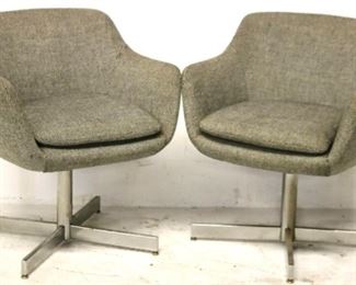 7046 - Pair vintage Edward & Roffman swivel chairs some staining 32 x 24 x 23