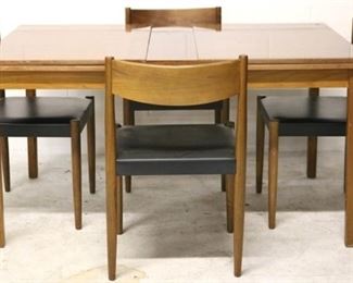 7056 - Swedish Skaraborgs dining table w/ 4 chairs table 28 1/2 tall, 35 1/2 deep, 102 long opened, 54 1/2 closed chairs
