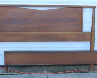 8707 - Vintage full size mid-century bed with metal rails 56" w x 34 1/2" h7036 - Lane mid-century coffee table 15 x 50 x 21