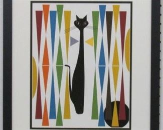 9016 - Mid century modern cat 17 x 20 1/2