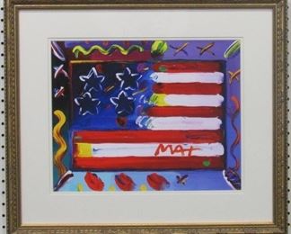 9024 - Flag with Heart giclee by Peter Max 24 1/2 x 21 1/2