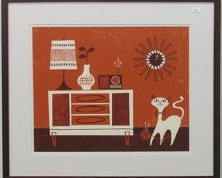 9058 - Cat with Yarn print 24 1/2 x 21