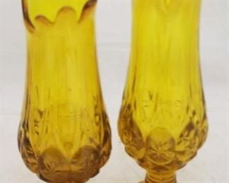 26 - Pair of Amber Glass Vases 11 1/4 tall
