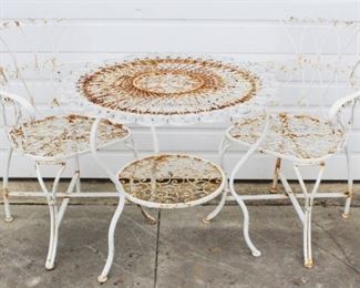 51 - 3 Pc Metal Wire Patio Set Table - 26 x 31 1/2 Chair - 32 x 22 1/2 x 17