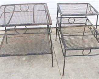 66 - 2pc. Vintage Metal Patio Tables 25 x 24 x 24 1/2 25 x 18 1/2 x 30 1/2