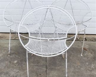 74 - Set of 3 Vintage radar saucer round chairs 31 x 25 x 19