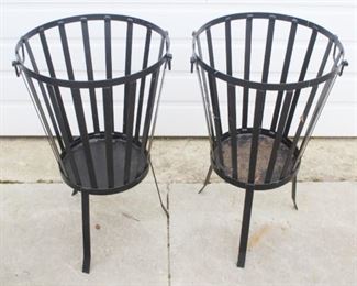 104 - Pair of Metal Bucket Planters 32 x 13 1/2