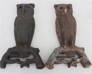 117 - Pair of Metal Owl Wall Hangings 14 tall