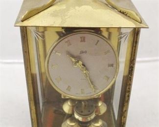 202 - Schatz German Brass Clock 8 1/2" tall